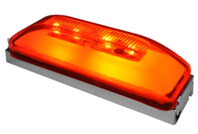 LAMPARA DEMARCADORA PARASOL GLO LIGHT 10 LED AMBAR CON BASE CROMADA EN ABS Y CABLES 12V