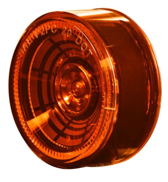LAMPARA DEMARCADORA REDONDA PLANA 2.5 PULG 4 LED AMBAR 12V