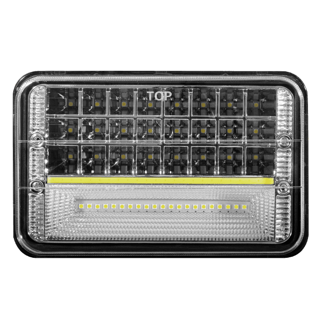 LAMPARA OPTICA RECTANGULAR 5PULG 45 LED Y DRL BLANCA 2600 LM ALTO/BAJO CON SOPORTE Y CABLES 9-32V