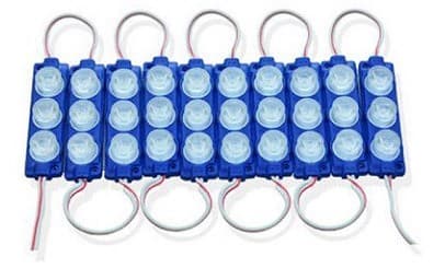 MODULO X3 LED RECTANGULAR AZUL 12V PAQX10