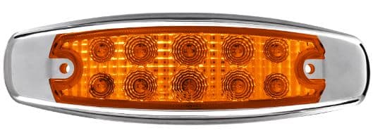 LAMPARA DEMARCADORA 10 LED AMBAR CON BISEL EN ACERO INOXIDABLE Y CABLES MV