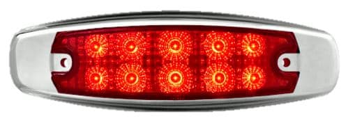 LAMPARA DEMARCADORA 10 LED ROJO 2 FUNCIONES CON BISEL EN ACERO INOXI Y CABLES MV