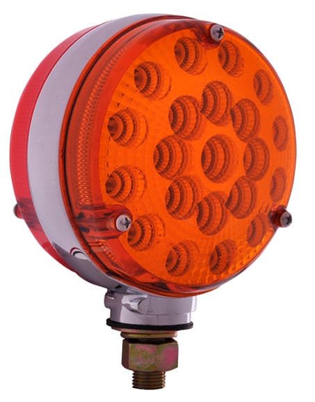 LAMPARA PEDESTAL DOBLE CARA REDONDA 42 LED AMBAR/ROJO CON 1 TORNILLO Y CABLES 24V