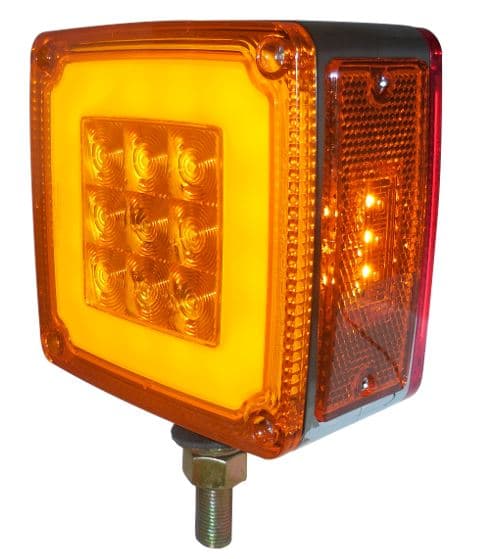 SEMAFORO CUADRADO DOBLE CARA VERTICAL DERECHO CROM GLO LIGHT 50 LED AMBAR/ROJO CON TORNILLO