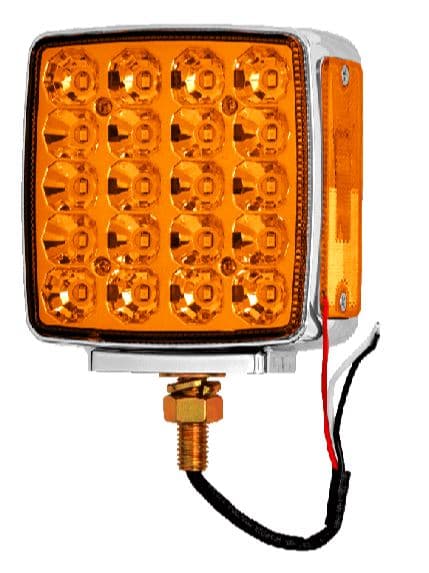 LAMPARA PEDESTAL DOBLE CARA CUADRADA VERTICAL IZQUIERDO 44 LED AMBAR/ROJO CON 1 TORNILLO MV