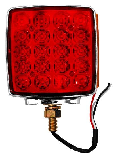LAMPARA PEDESTAL DOBLE CARA CUADRADA VERTICAL DERECHO 44 LED AMBAR/ROJO CON 1 TORNILLO 12V