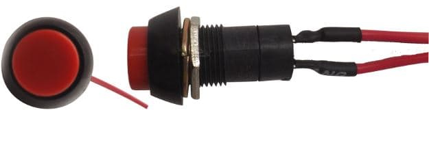 SWITCH PULSADOR REDONDO ROJO CON CABLE