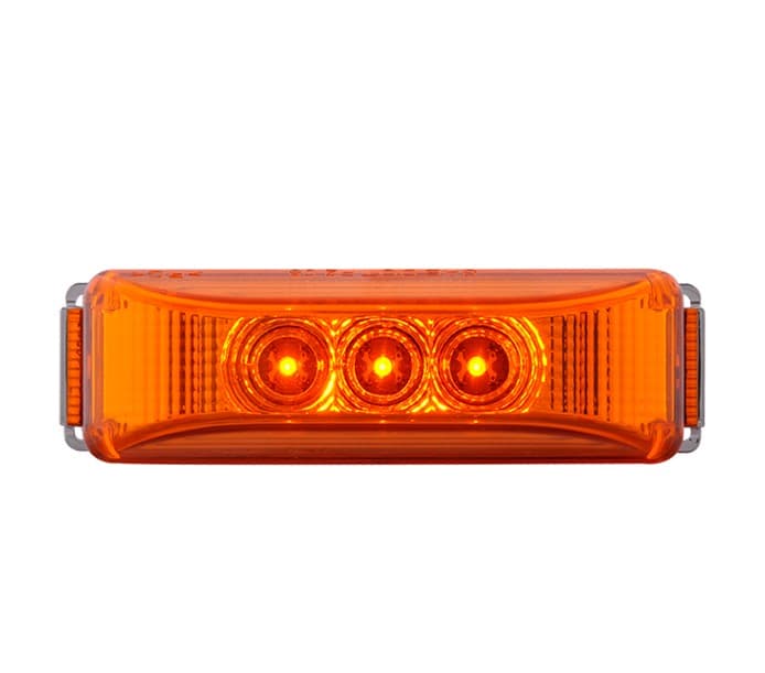 LAMPARA DEMARCADORA PARASOL 3 LED AMBAR CON BASE ABS CROMADA Y CABLES 12V