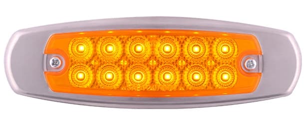LAMPARA DEMARCADORA LED 12 LED AMBAR CON BISEL EN ACERO CON CABLES 12V GPM