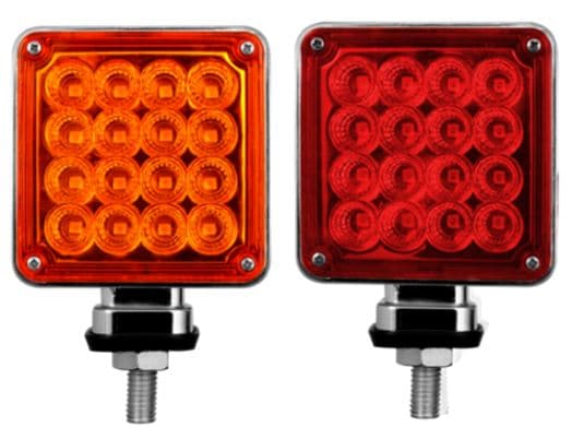 SEMAFORO CUADRADO PEDESTAL 3 PULG PEQUENO 32 LED AMBAR/ROJO CON 1 TORNILLOS 12V
