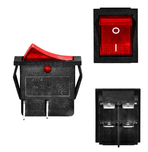 SWITCH TECLA PILOTO ROJO 4P 3X2