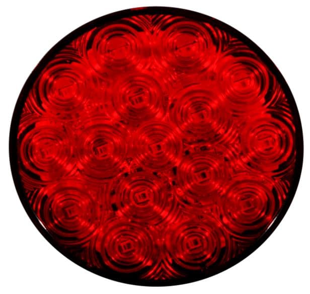 LAMPARA LED REDONDA 4 PULG STOP 16 LED ROJO CON CABLES 12V