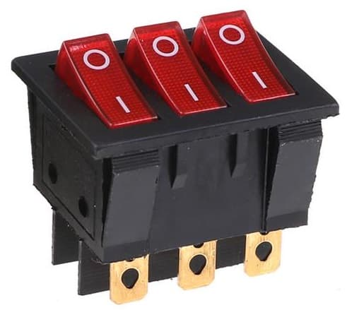 SWITCH TECLA 9P TRIPLE ON-OFF-ON ROJO Y NEGRO SW50 PAQ X 10