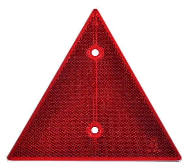 REFLECTIVO TRIANGULO ROJO CON DOS HUECOS BASE BLANCA