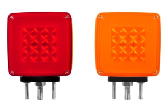 SEMAFORO CUADRADO PEDESTAL DOBLE CARA VERTICAL IZQ GLO 50 LED AMBAR/ROJO 3 TORNILLO 12V