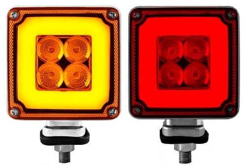 SEMAFORO CUADRADO PEDESTAL 3 PULG PEQUENO GLO4 LED AMBAR/ROJO 1 TORNILLOS 12V 75X110X52MM