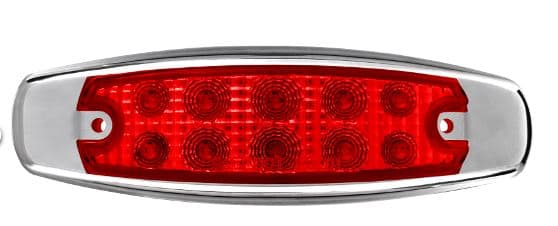 LAMPARA DEMARCADORA 10 LED ROJA LATERAL CON BISEL EN ACERO INOXIDABLE Y CABLES MULTIVOLTAJE