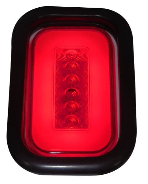LAMPARA RECTANGULAR DE FRENO GLO LIGHT 14 LED ROJO / ROJO 2 FUNCIONES CON CAUCHO PARA CONECTOR MV