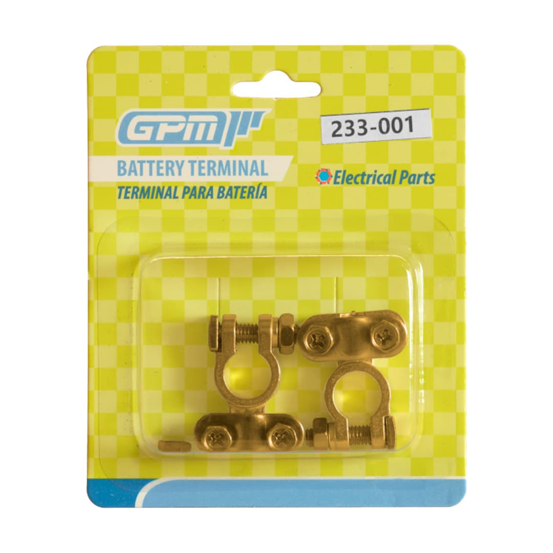 TERMINAL BATERIA 13MM ZINC DORADO 65G SET 2PCS HYUNDAI-KIA-RENAULT-HONDA- EMPAQUE BLISTER