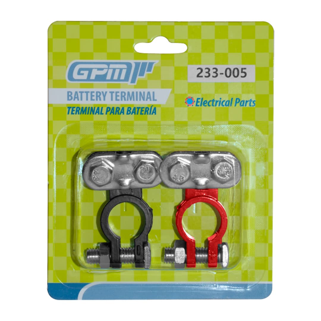 TERMINAL BATERIA 18MM ZINC ROJO Y NEGRO 115G SET 2PCS- EMPAQUE BLISTER