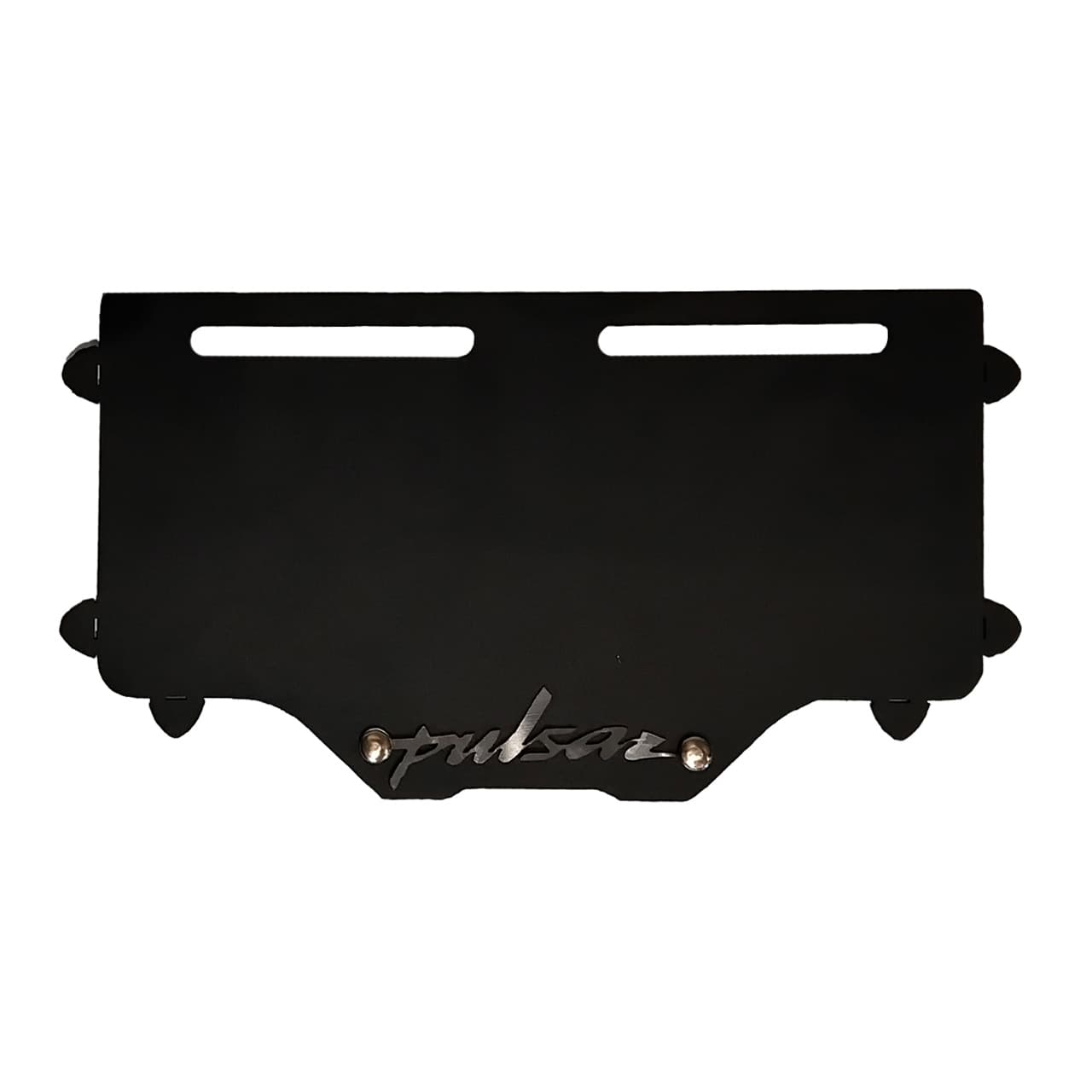 PORTAPLACA PULSAR BASE NEGRO  - LOGO CROMADO