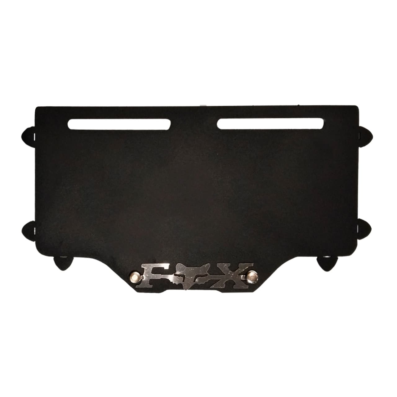 PORTAPLACA FOX BASE NEGRO  - LOGO CROMADO