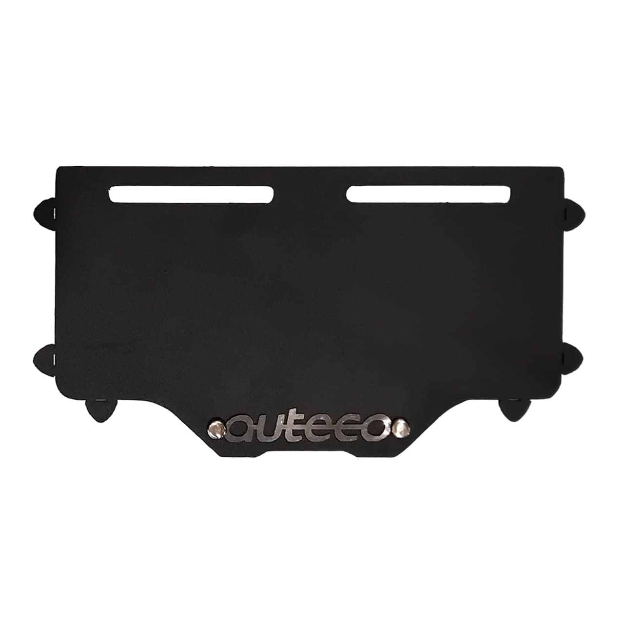PORTAPLACA AUTECO BASE NEGRO  - LOGO CROMADO