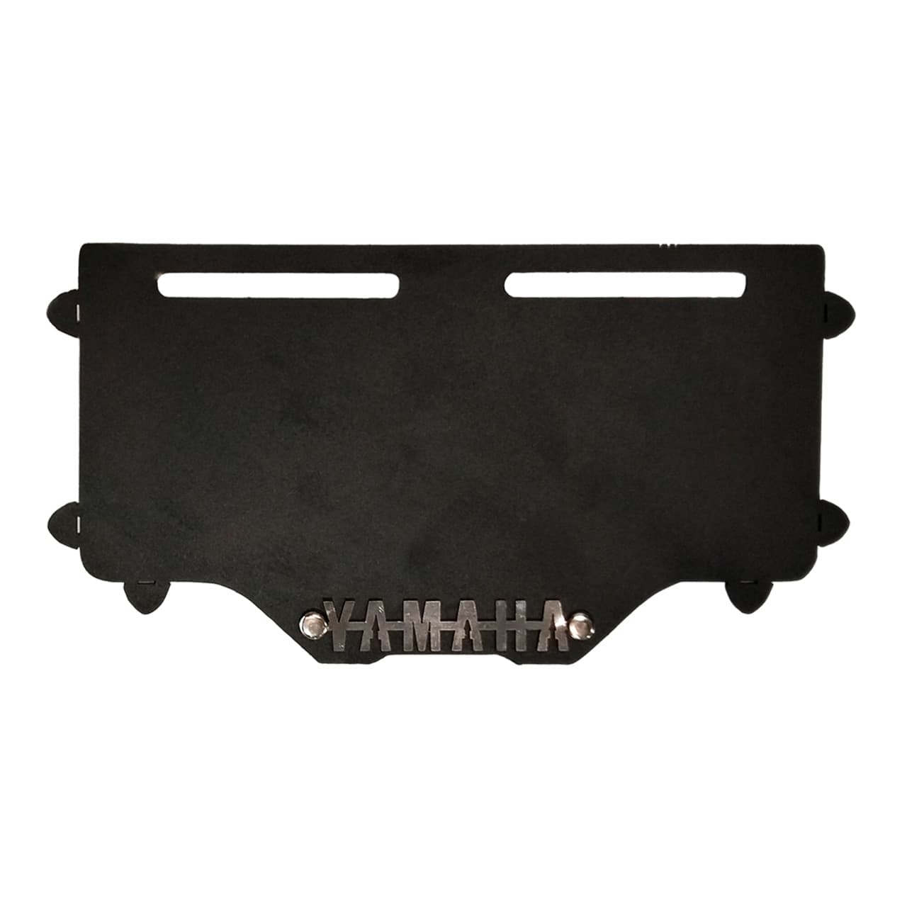 PORTAPLACA YAMAHA BASE NEGRO  - LOGO CROMADO