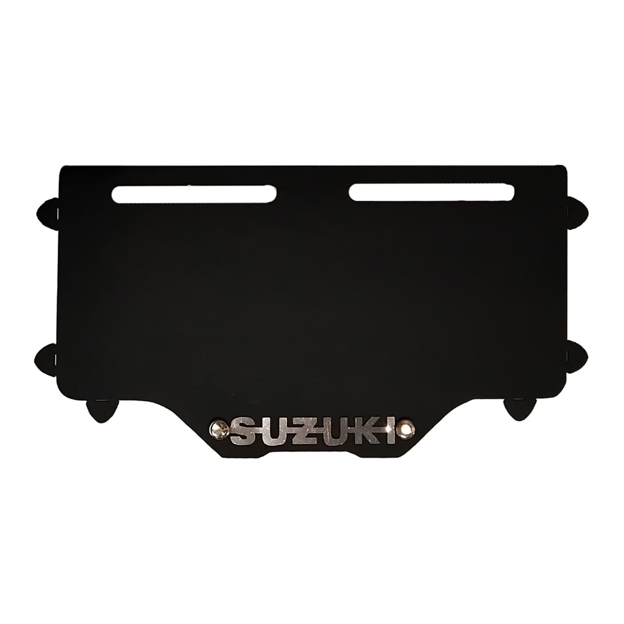 PORTAPLACA SUZUKI BASE NEGRO  - LOGO CROMADO
