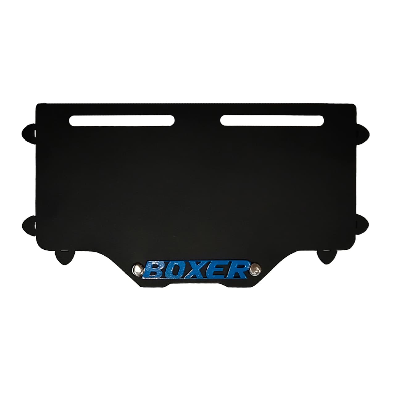 PORTAPLACA BOXER BASE NEGRO  - LOGO AZUL