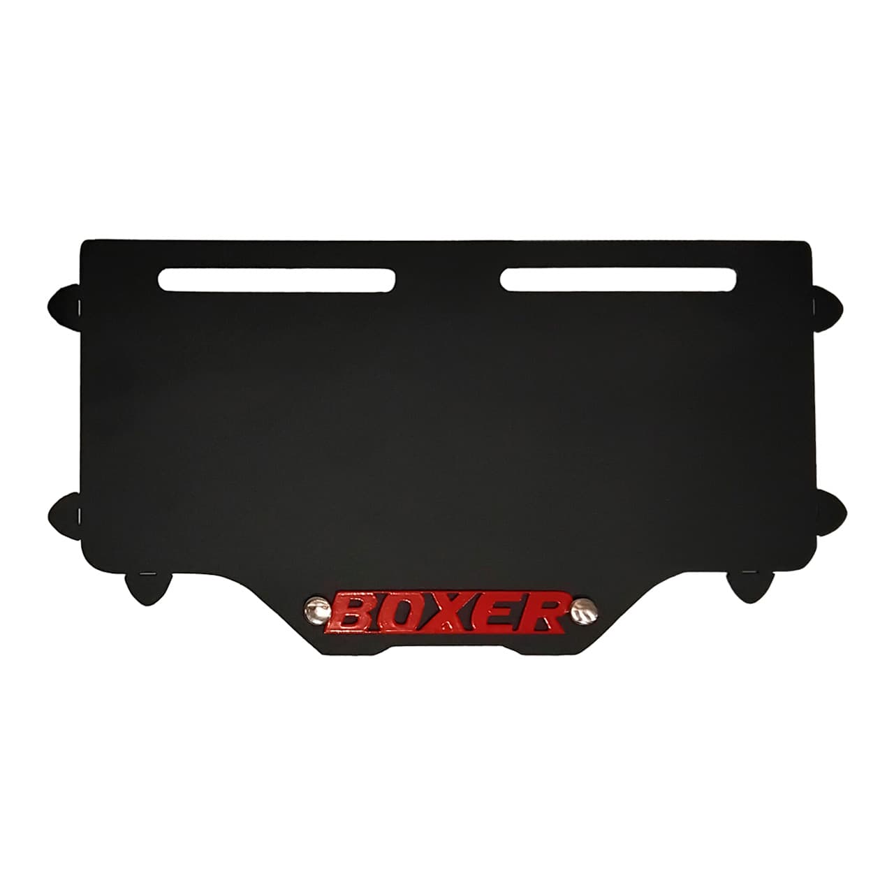 PORTAPLACA BOXER BASE NEGRO  - LOGO ROJO