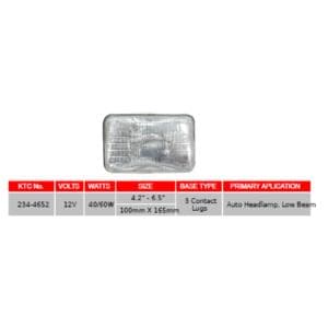 UNIDAD SELLADA RECTANGULAR PEQUENA 4652 40/60W 100MMX165MM 3 CONTACTOS KTC